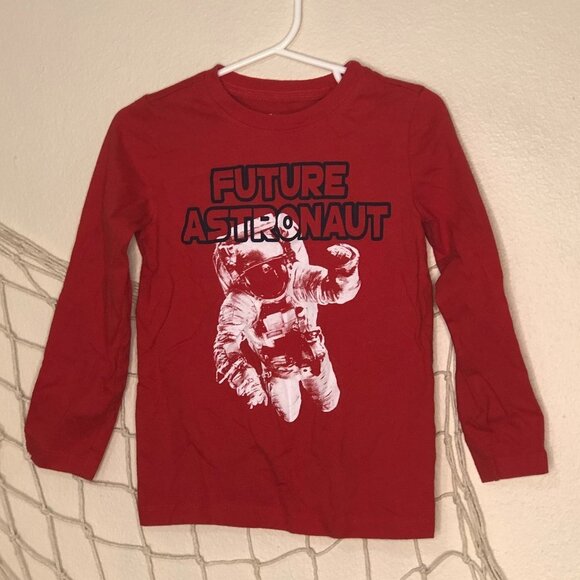 OshKosh B'gosh Originals Boy's Long Sleeve Red 'Future Astronaut' Graphic Tee 3T - Picture 1 of 7
